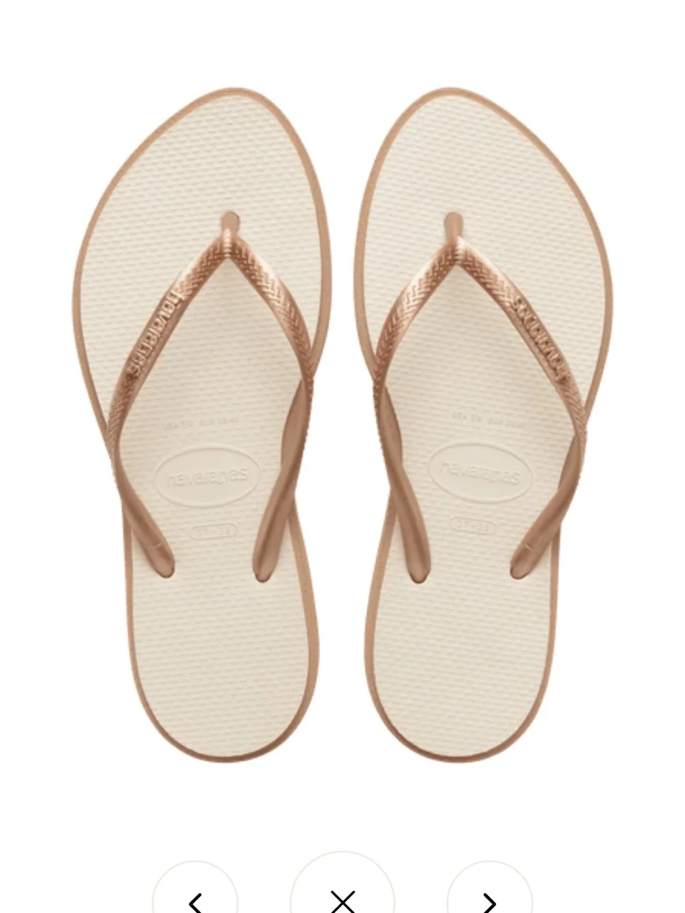 Havaianas Slim Pointy Flip Flops in Rose Gold and Creamy White - Picture 1 of 3